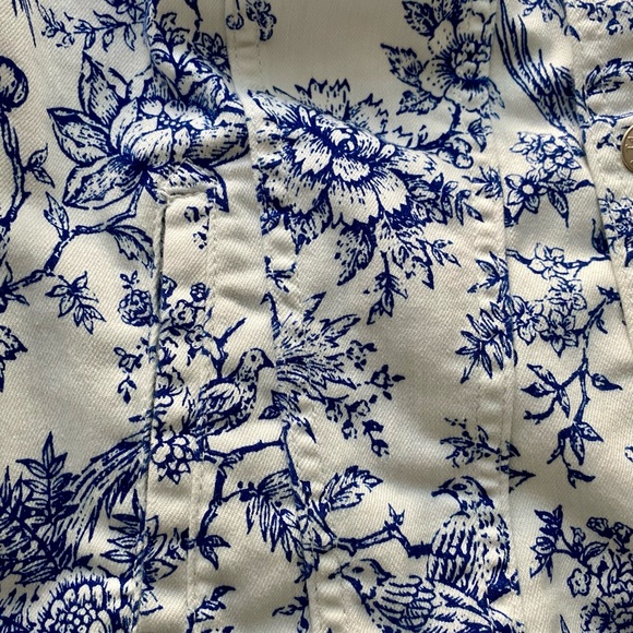 Talbots Bird Toile Blue Floral Jean Jacket - Picture 8 of 11